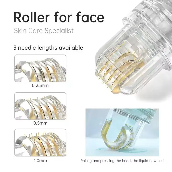 Hydra Roller 64 Pin Microneedle Derma Roller Serum Applicator with Gold Needle Tips for Skin Care Therapy hongruibeauty
