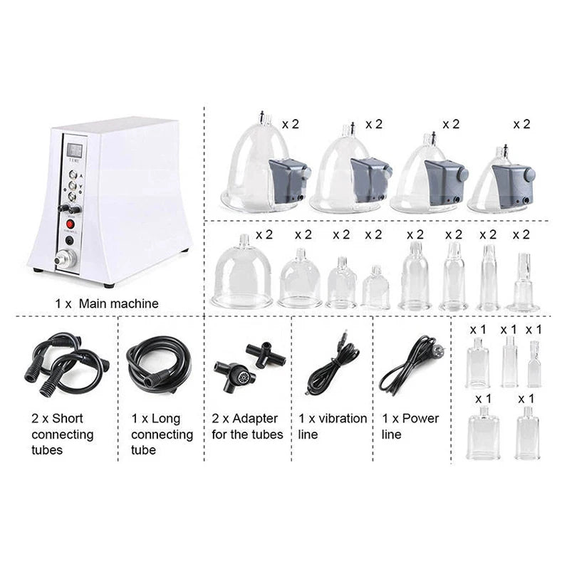 Hot Selling Butt Lift 32 Cups Butt Lifting Vacuum Suction Therapy Breast Massager Machine Enhancers For Home Beauty Salon hongruibeauty
