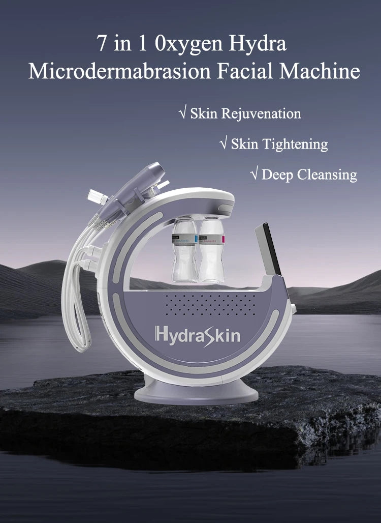 Advanced 7 in 1 Hydra Dermabrasion Facial Deep Cleansing Skin Rejuvenation Spa Machine Silver Color Smart Ice Blue Pro Version hongruibeauty