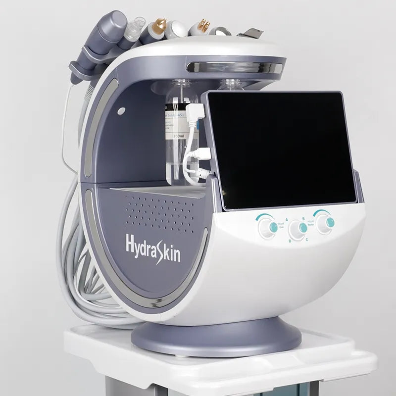 Advanced 7 in 1 Hydra Dermabrasion Facial Deep Cleansing Skin Rejuvenation Spa Machine Silver Color Smart Ice Blue Pro Version hongruibeauty