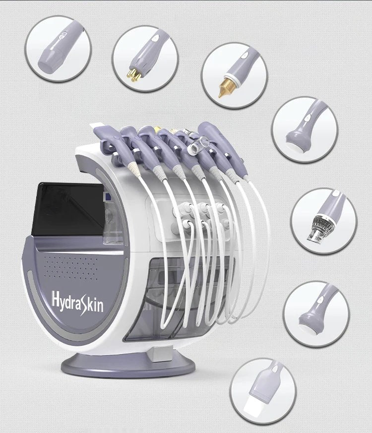 Advanced 7 in 1 Hydra Dermabrasion Facial Deep Cleansing Skin Rejuvenation Spa Machine Silver Color Smart Ice Blue Pro Version hongruibeauty