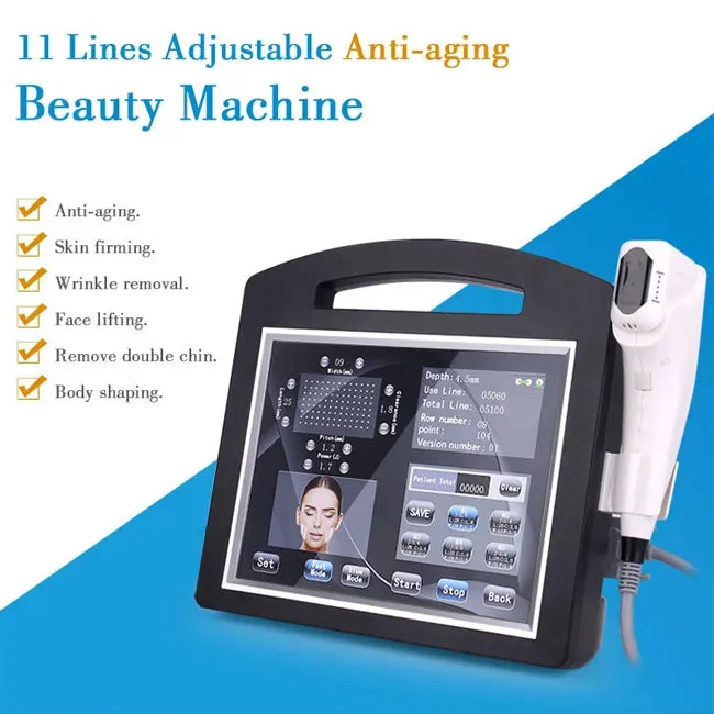 Portable Hifu Machine Medical Grade High Intensity Cartridge 4D Ultrasound Ultrasonic Face Lifting Anti-aging Body Slimming Machine