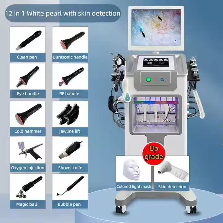 12 in 1 Hydra Dermabrasion Skin Management Deep Cleansing Machine Face Eye Treatment Analyzer For Salon Spa Use