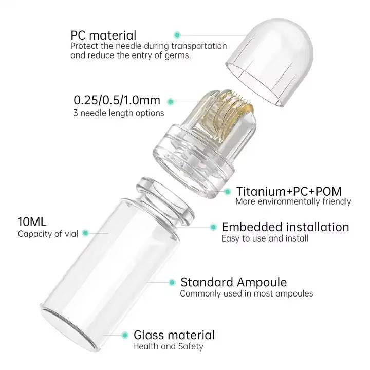 Hydra Roller 64 Pin Microneedle Derma Roller Serum Applicator with Gold Needle Tips for Skin Care Therapy hongruibeauty