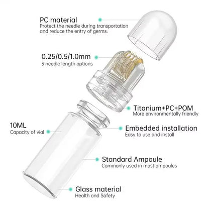 Hydra Roller 64 Pin Microneedle Derma Roller Serum Applicator with Gold Needle Tips for Skin Care Therapy hongruibeauty