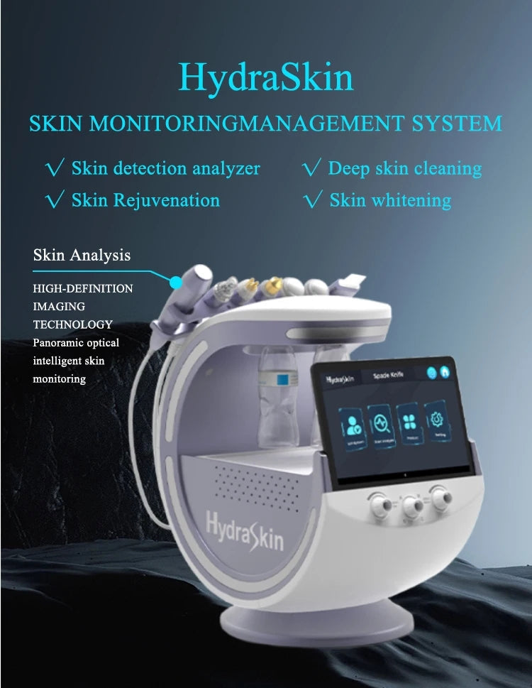 Advanced 7 in 1 Hydra Dermabrasion Facial Deep Cleansing Skin Rejuvenation Spa Machine Silver Color Smart Ice Blue Pro Version hongruibeauty