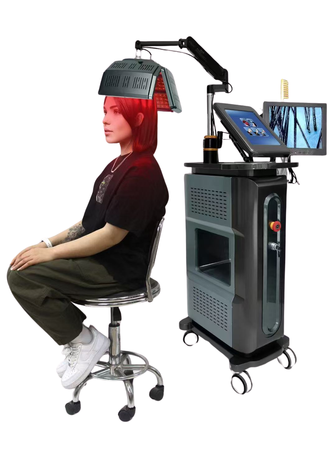 Advanced Laser Hair Regrowth Machine with PhotonTherapy Brush – Revive Your Hair Naturally hongruibeauty